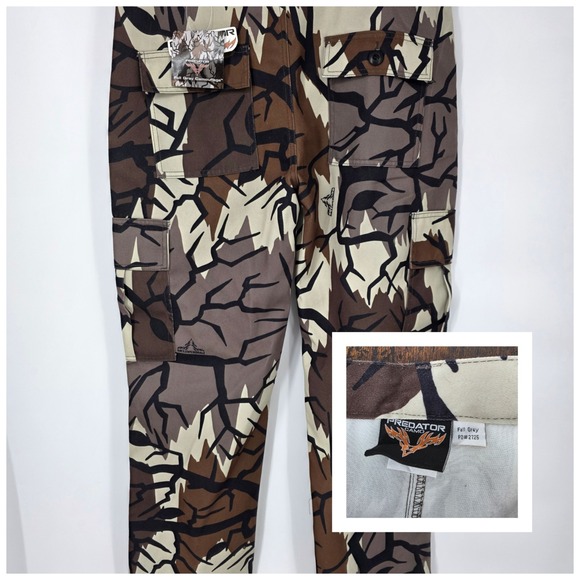 NEW Predator Pants Mens Sz L Canvas Camo Cargo Fall Winter Hunting